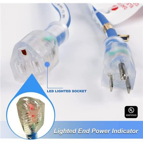 Outdoor 14/3 Extension Cord 14AWG 100FT 13Amp 1625Watts, (100ft/30.48m) - Picture 2 of 7